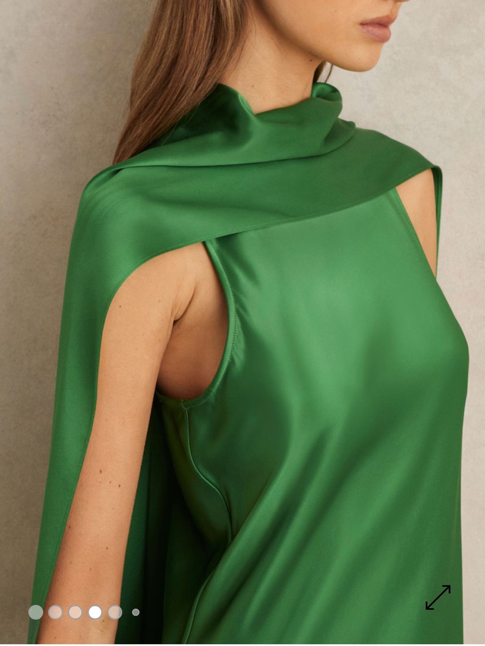 Reiss Emerald Green Satin Halter Evening Gown - Picture 4 of 7